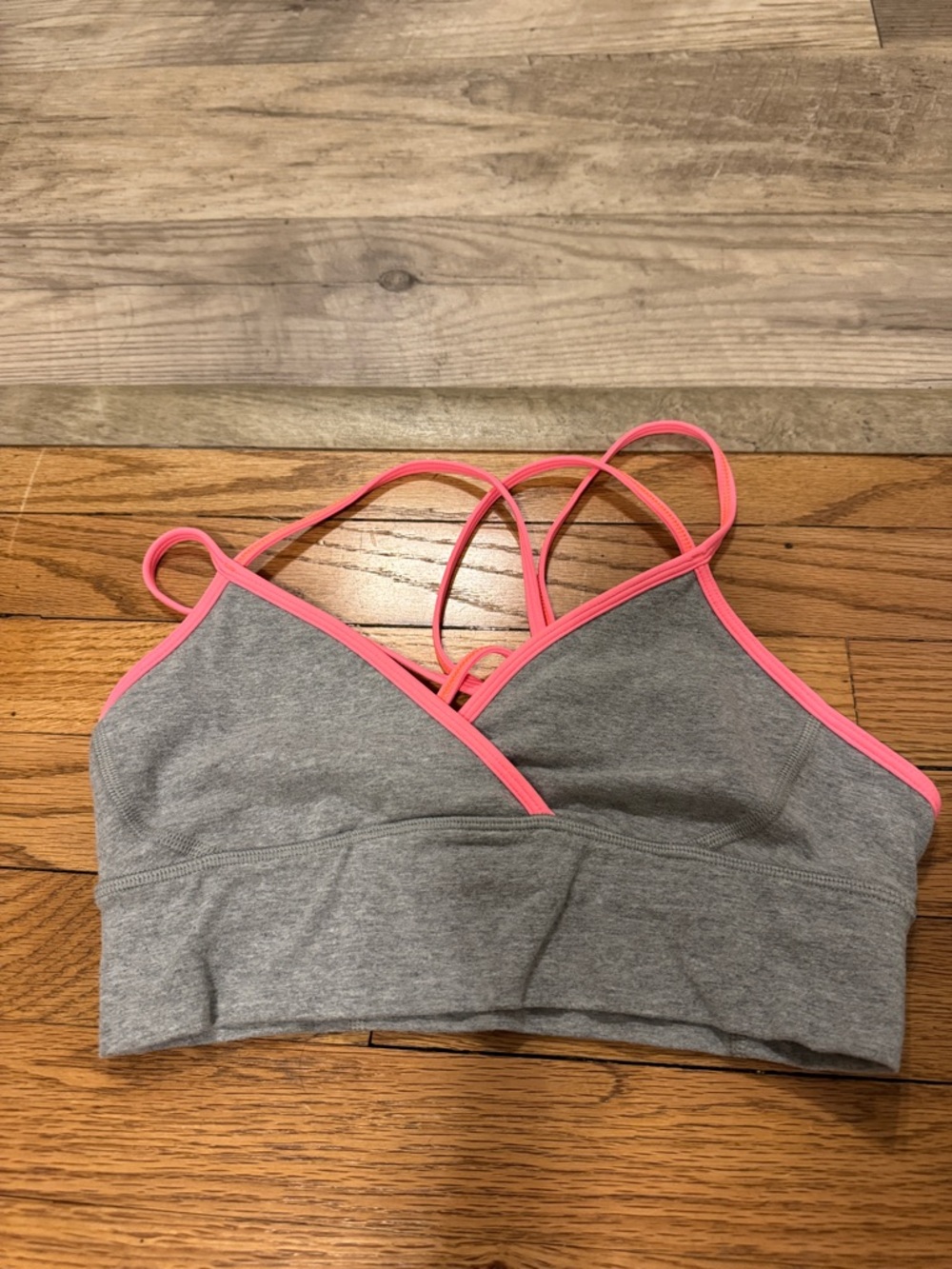 Lululemon gray and neon pink cotton sports bra